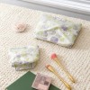 Fresh Green Purple Floral Makeup Pouch