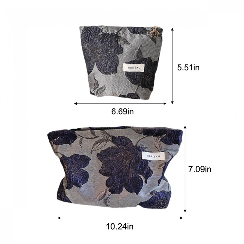 Dark Blue Floral Makeup Pouch Dark Blue Floral Makeup Pouch