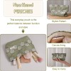 Forest Green Floral Embroidered Makeup Pouch