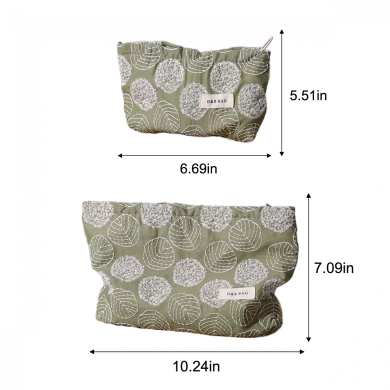 Forest Green Floral Embroidered Makeup Pouch Forest Green Floral Embroidered Makeup Pouch