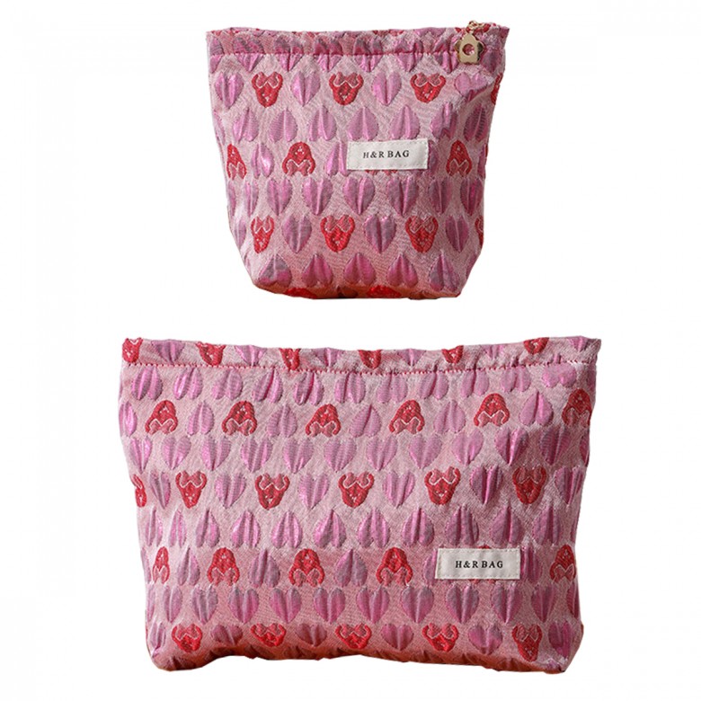 Rose Pink Heart Makeup Pouch Rose Pink Heart Makeup Pouch