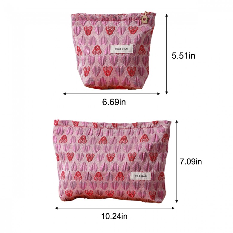 Rose Pink Heart Makeup Pouch Rose Pink Heart Makeup Pouch