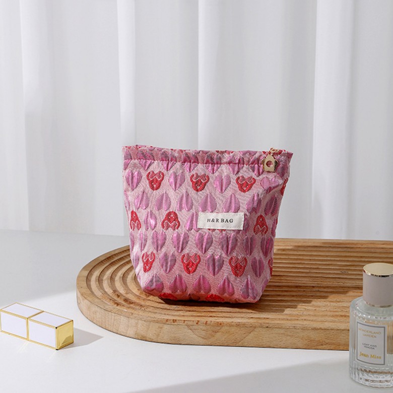 Rose Pink Heart Makeup Pouch Rose Pink Heart Makeup Pouch