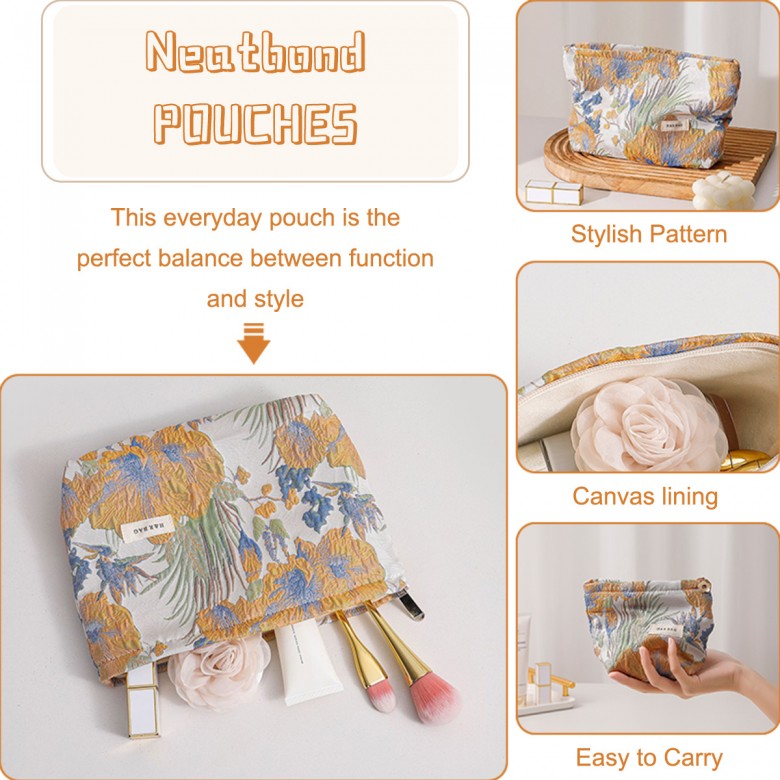 Yellow Floral Makeup Pouch Yellow Floral Makeup Pouch