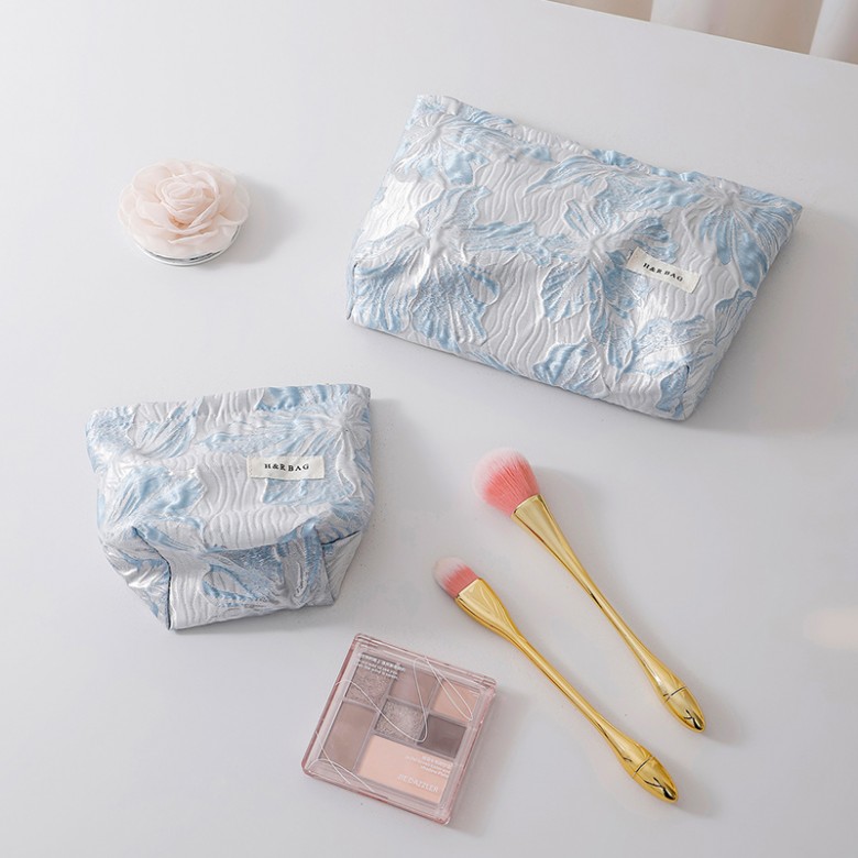 Blue Floral Makeup Bag Set 2PCS Blue Floral Makeup Bag Set 2PCS
