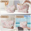 Pink Floral Canvas Makeup Bag
