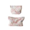 Pink Floral Canvas Makeup Bag