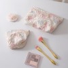 Pink Floral Canvas Makeup Bag