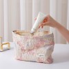 Pink Floral Canvas Makeup Bag