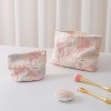 Pink Floral Canvas Makeup Bag