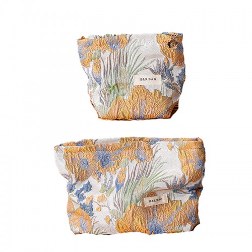 Yellow Floral Makeup Pouch