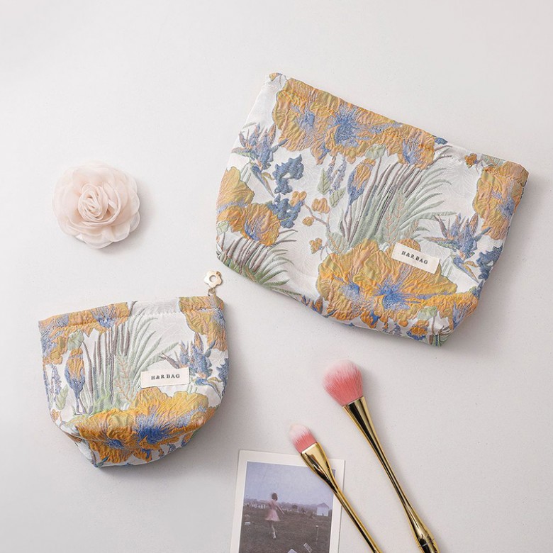 Yellow Floral Makeup Pouch Yellow Floral Makeup Pouch