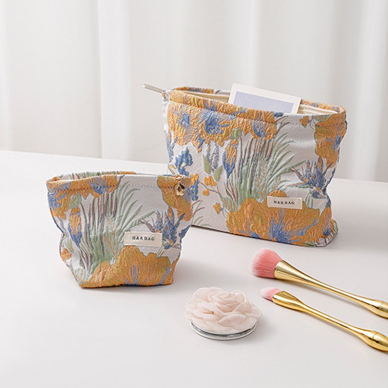 Yellow Floral Makeup Pouch Yellow Floral Makeup Pouch