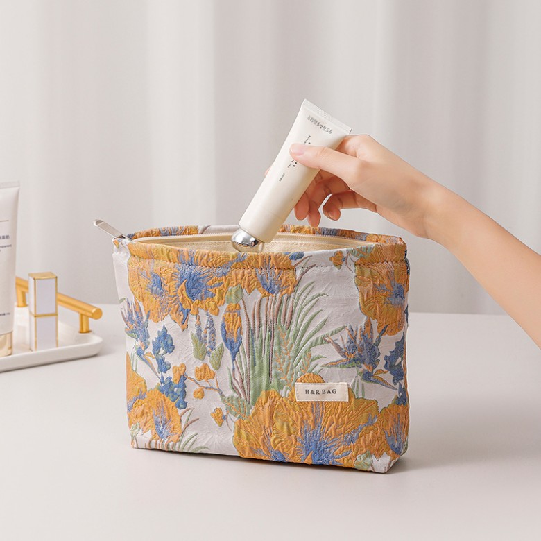 Yellow Floral Makeup Pouch Yellow Floral Makeup Pouch
