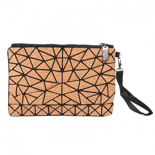 Natural Cork Geometric Makeup Bag