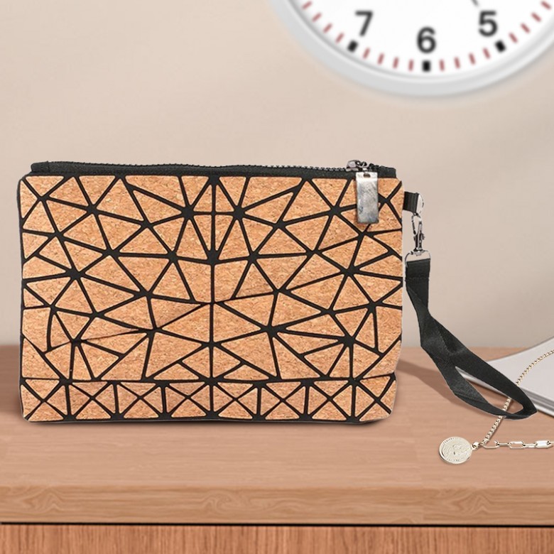 Natural Cork Geometric Makeup Bag Natural Cork Geometric Makeup Bag