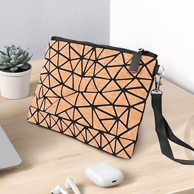 Natural Cork Geometric Makeup Bag Natural Cork Geometric Makeup Bag