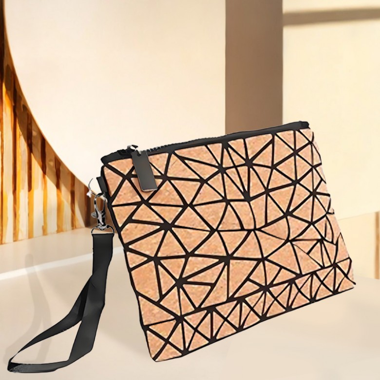 Natural Cork Geometric Makeup Bag Natural Cork Geometric Makeup Bag