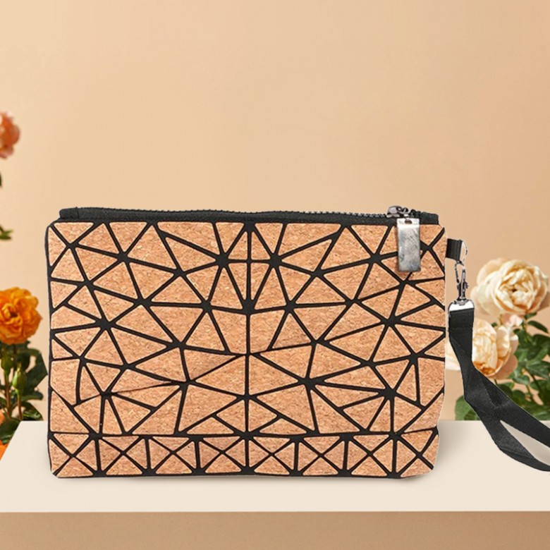 Natural Cork Geometric Makeup Bag Natural Cork Geometric Makeup Bag